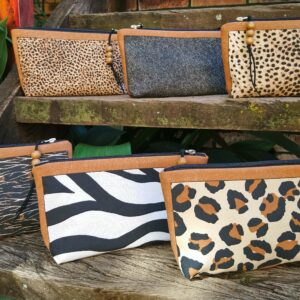 Safari animal print zip bags.